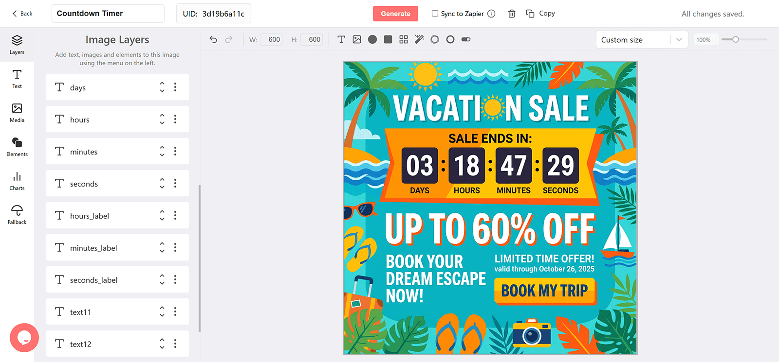 Vacation Sale Email Countdown Timer Generator