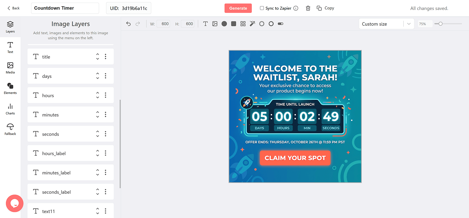 Waitlist Launch Email Countdown Timer Generator