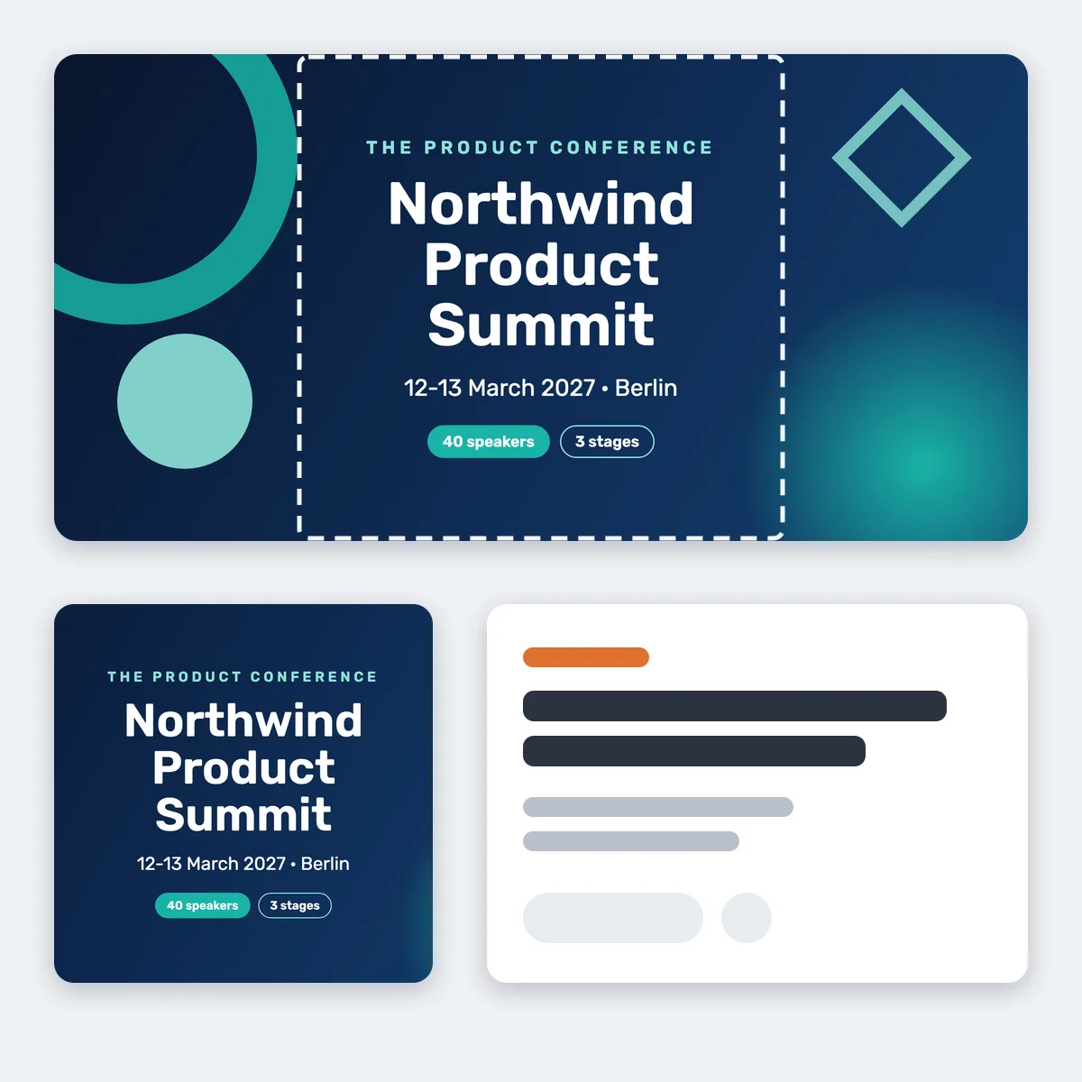 Przykładowy baner Eventbrite dla konferencji, 2160 × 1080 px, z kwadratową miniaturą