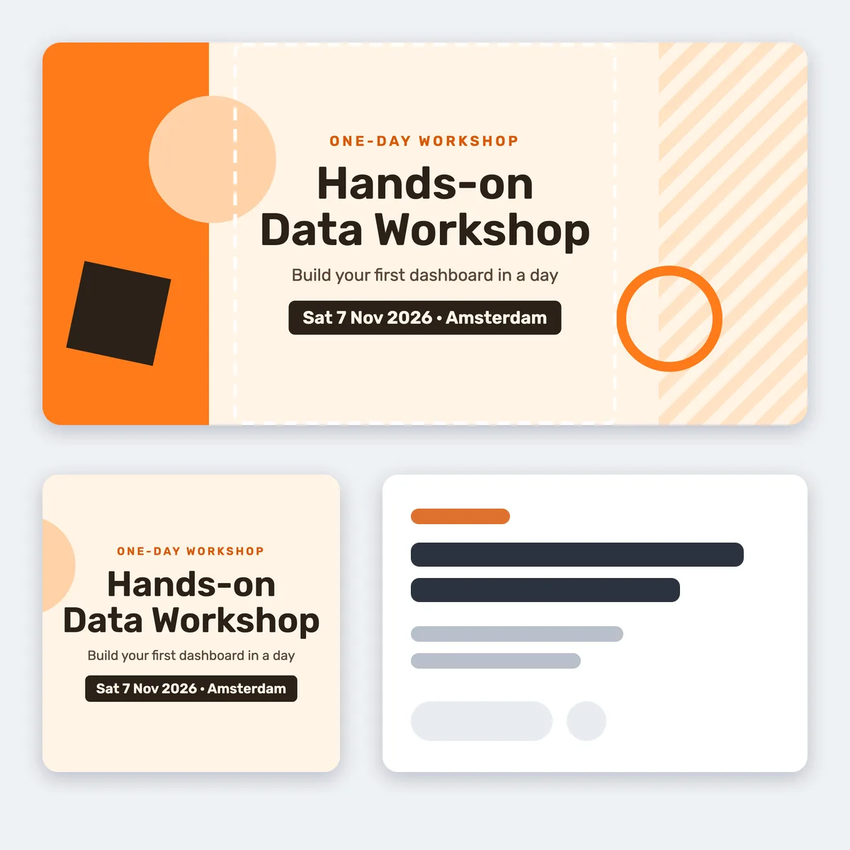 Przykładowy baner Eventbrite dla jednodniowych warsztatów, 2160 × 1080 px, z kwadratową miniaturą