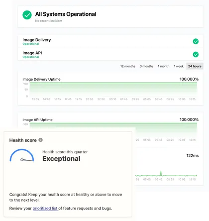 Health score of the DynaPictures API on Zapier