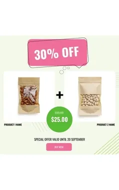 Product bundle banner with product photos, discount, old and new price