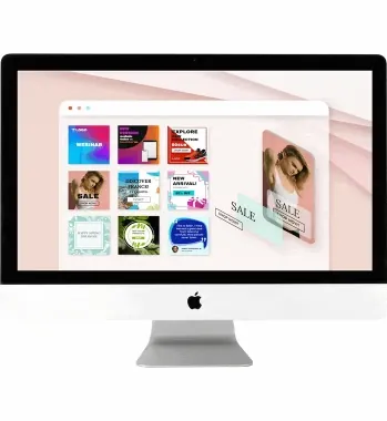 Banner designs personalized for a prospect, shown on a desktop screen