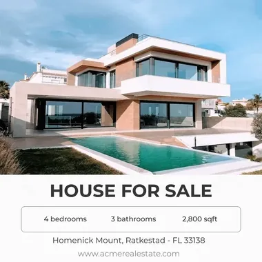House for sale listing image generated from property data: bedrooms, bathrooms, size and address